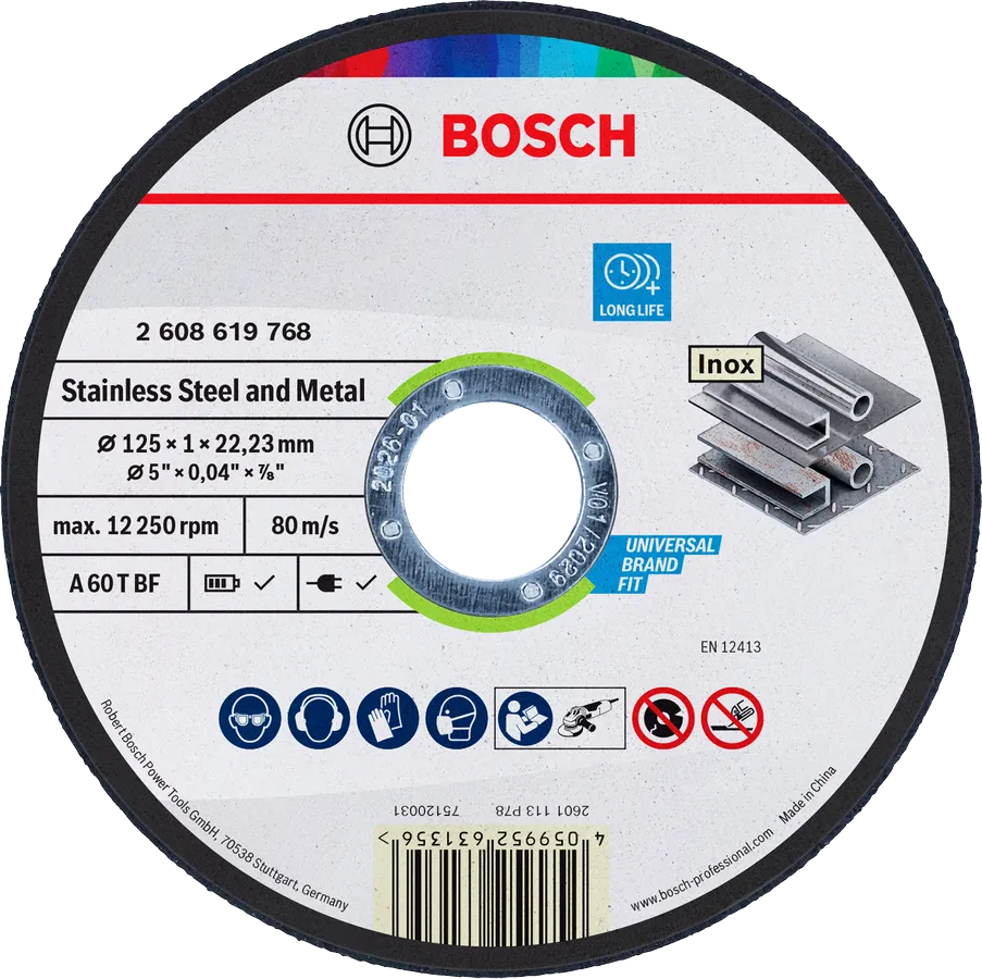 Bosch griešanas disks nerūsējošajam tēraudam un metālam, 125 mm.